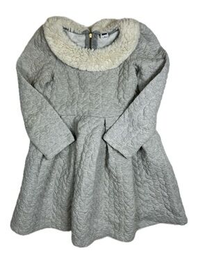 Janie and Jack Cream Sherpa-Trim Quilted Dress